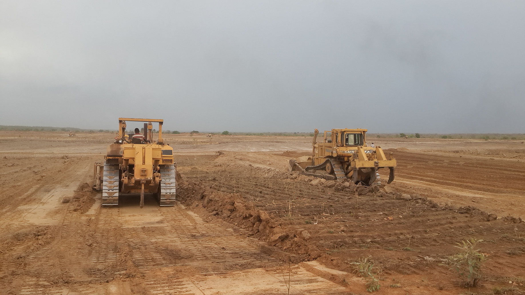 D8N bulldozers leveling land for kasava plantation
